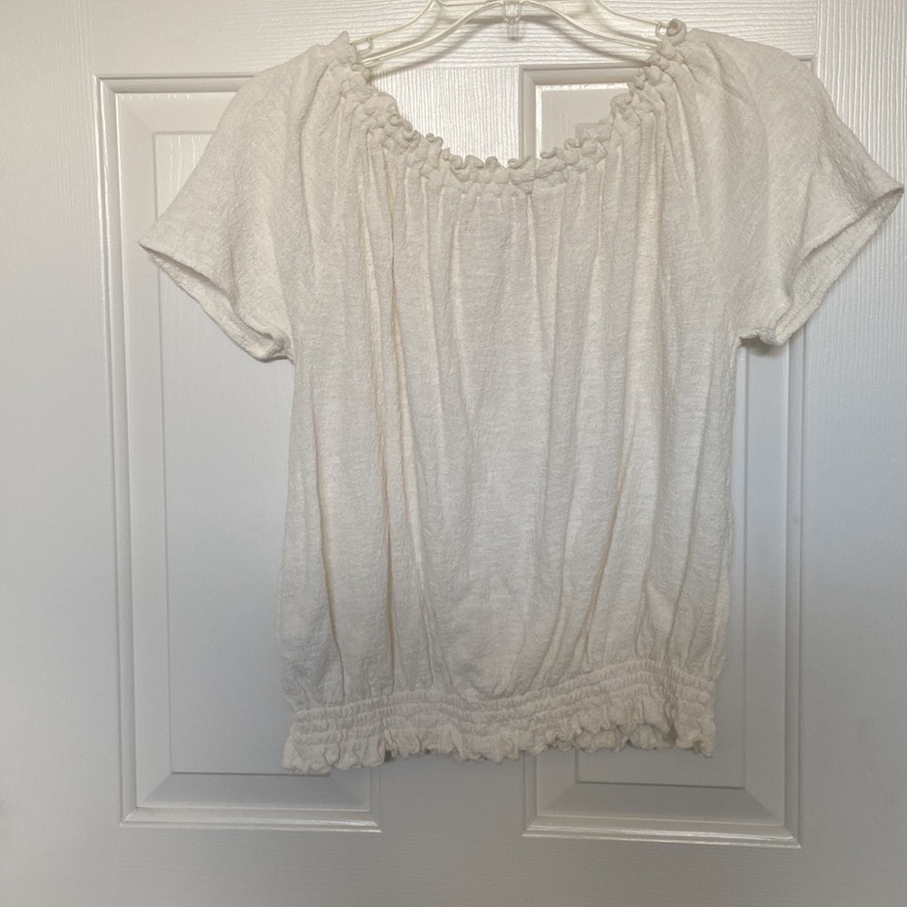 Madewell Texture & Thread Drawstring Cream Top Si… - image 4